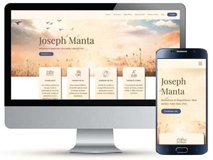 Desktop and mobile homepage for Joseph Manta, a website designed by Red Balloon Web