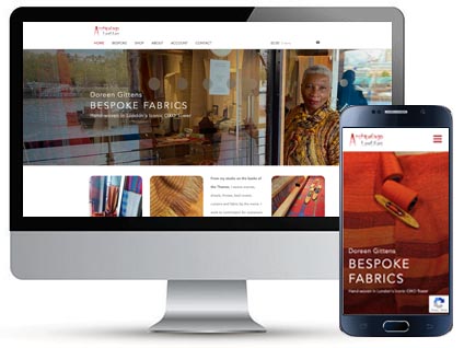 Desktop and mobile homepage for Archipelago Textiles, a website designed by Red Balloon Web