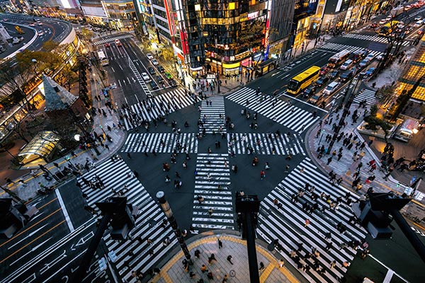 Intersection in busy street